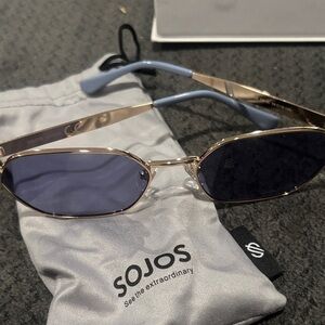 Sojos Gold and Blue Women's Sunglasses
